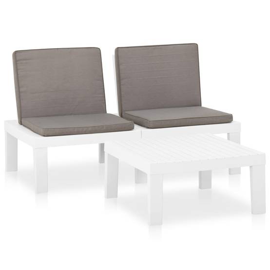 Salon de Jardin 2 pcs Canapé et Table Basse Plastique Coussins Blanc – ComfortXL Outdoor Living - Image 2