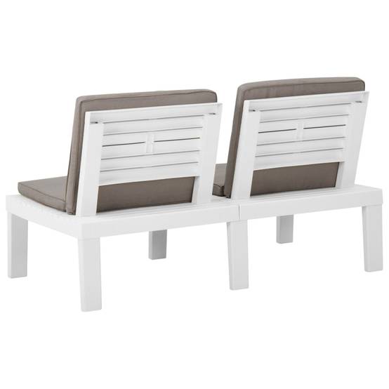 Salon de Jardin 2 pcs Canapé et Table Basse Plastique Coussins Blanc – ComfortXL Outdoor Living - Image 4
