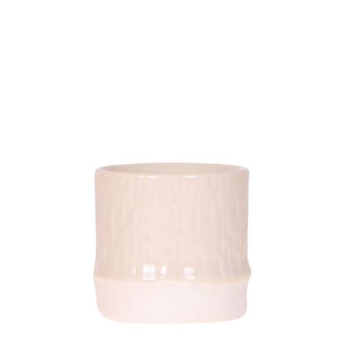 Cache-pot céramique texture bambou - esprit nature et sérénité - Pot de 6cm - travertin - Image 1