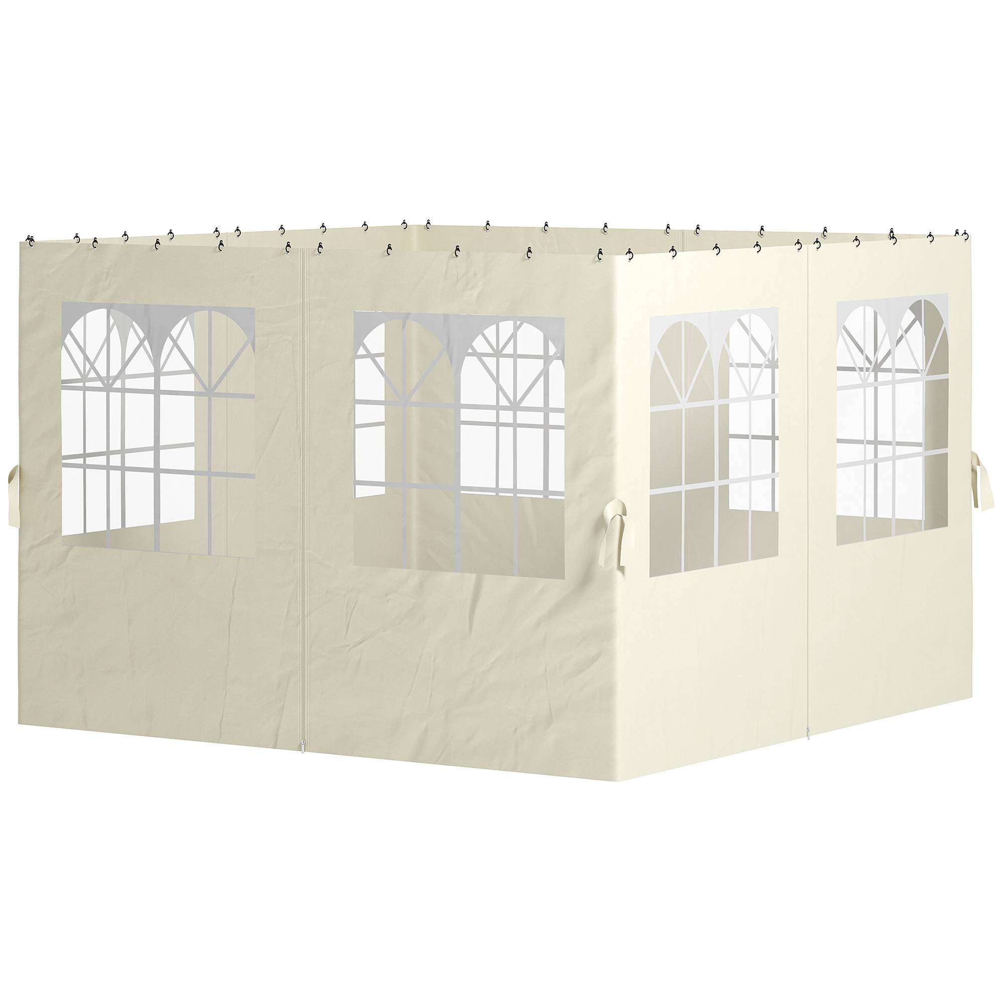 Parois latérales rechange pergola 3x3 m anti-UV fenêtres transparentes rideaux réglables, crème - Image 2