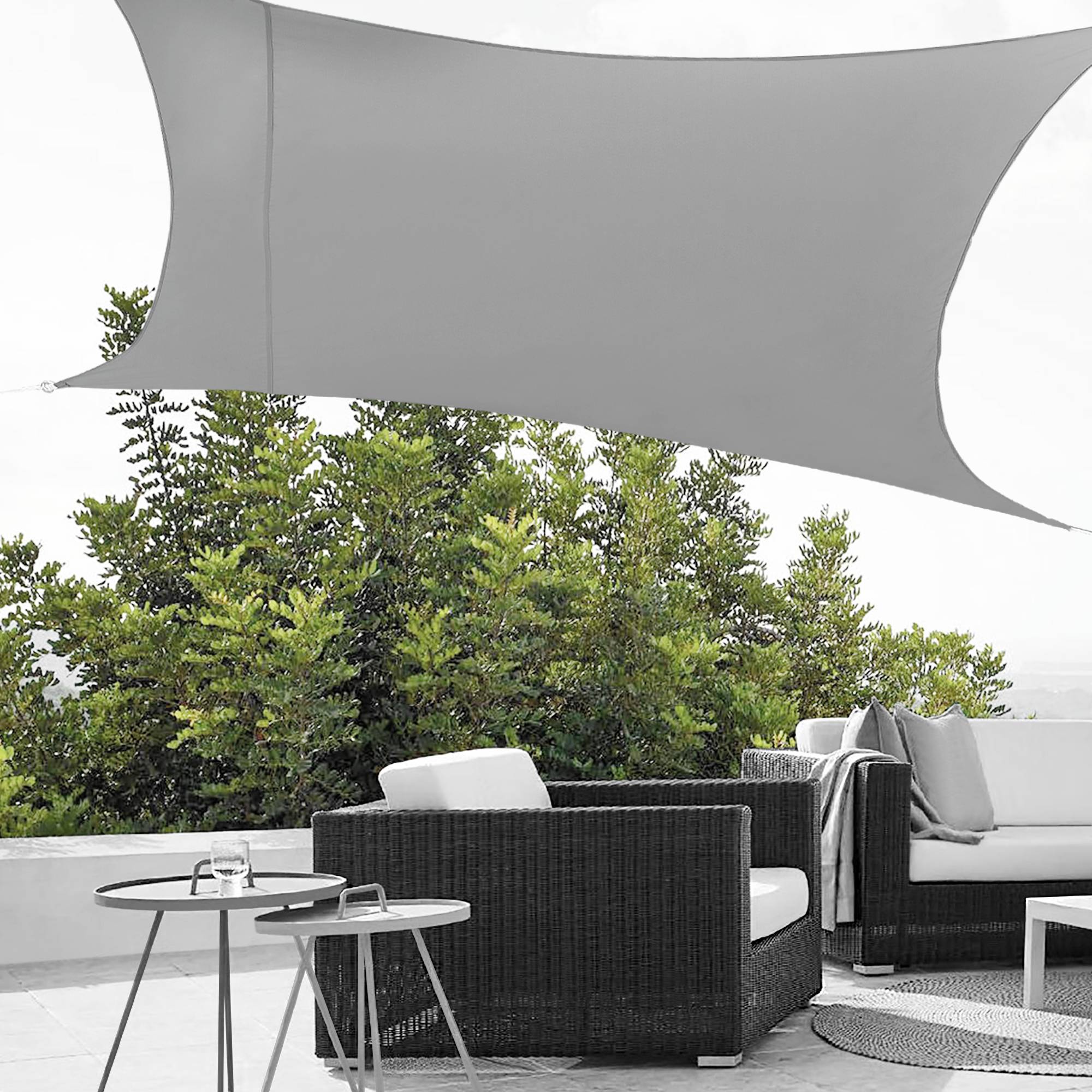 Voile d'Ombrage Lerma Rectangulaire Gris Clair 2 x 3 m [en.casa] - Image 6