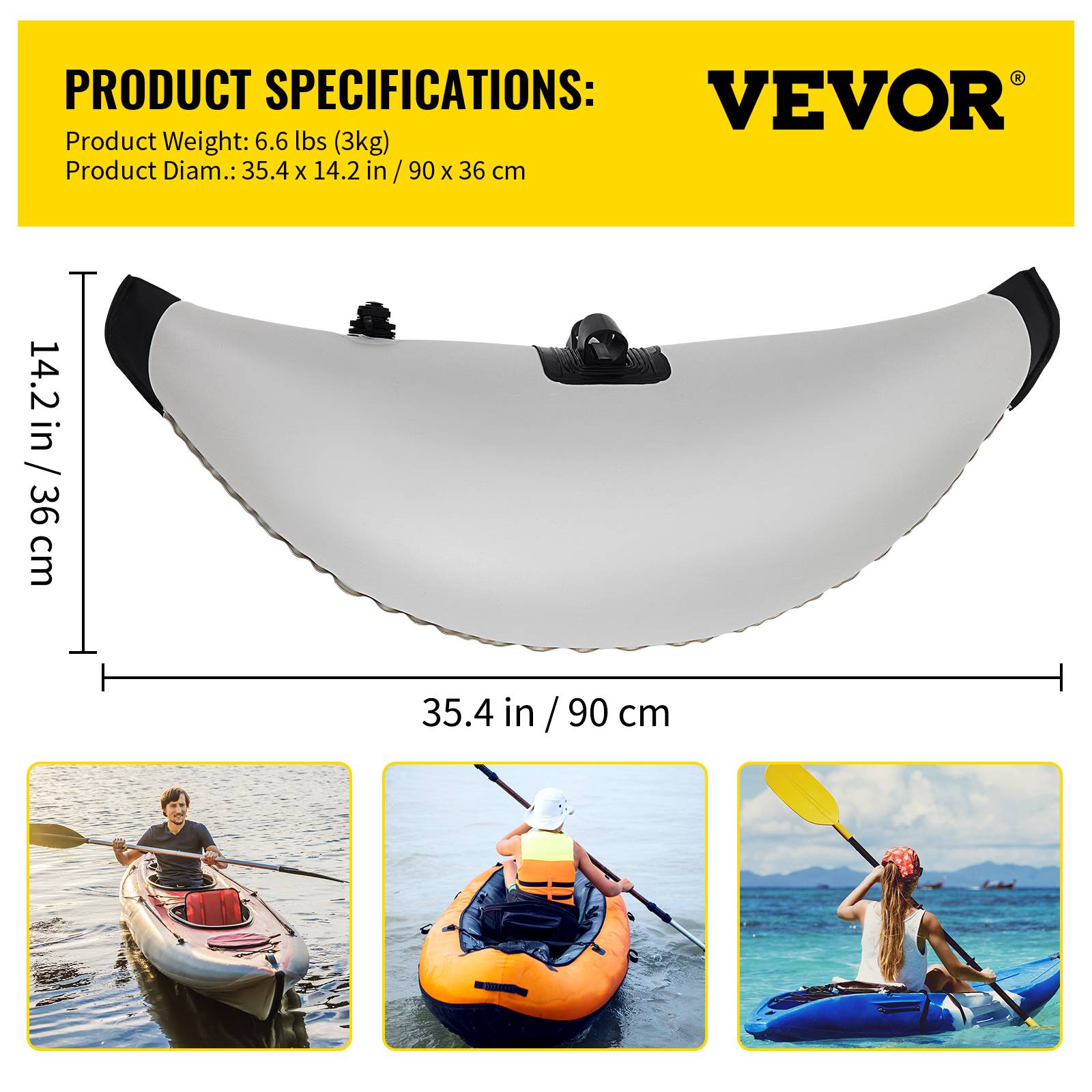 Vevor - VEVOR Kit stabilisateur flotteur 2,1-2,4 m, PVC. Gonflable/dégonflable, pour kayak, canoë. - Image 7