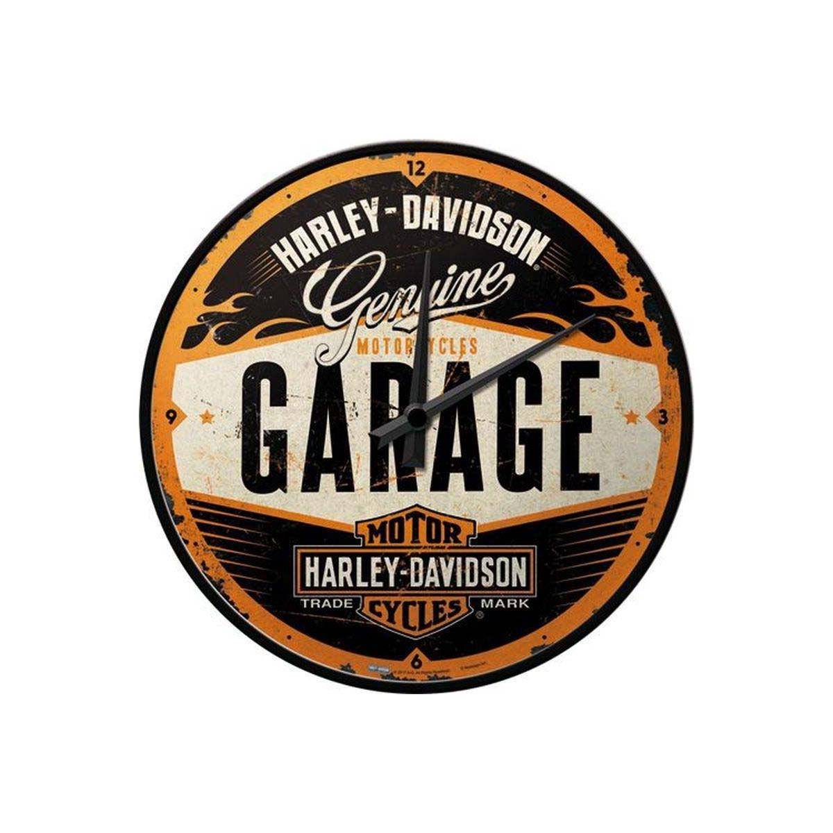 Nostalgic Art - Horloge hublot en verre et métal Pub 31 cm Harley Davidson Garage