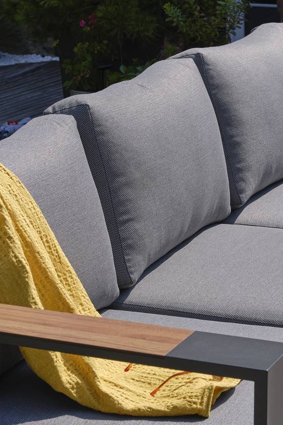 Salon de jardin 5 places en aluminium et accoudoirs en HPL - Gris anthracite - MANDELIEU - Image 5