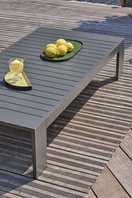 Salon de jardin 5 places en aluminium et accoudoirs en HPL - Gris anthracite - MANDELIEU - Image 4