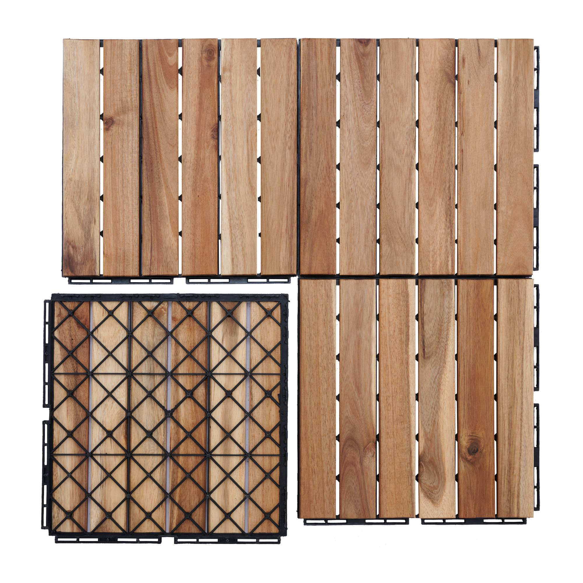 Casa.Pro - Set de 10 dalles de jardin Alliste bois d'acacia 6 lattes 0,9 m² casa.pro - Image 7