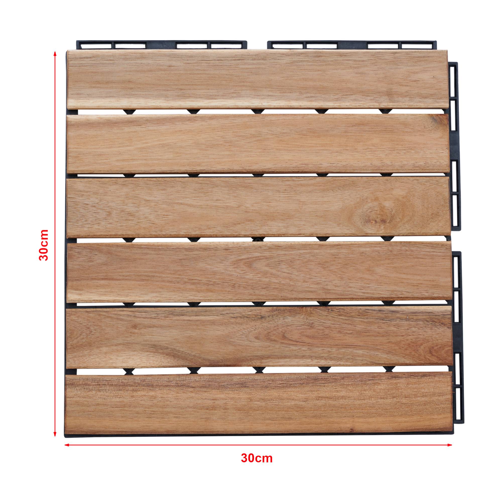 Casa.Pro - Set de 10 dalles de jardin Alliste bois d'acacia 6 lattes 0,9 m² casa.pro - Image 5