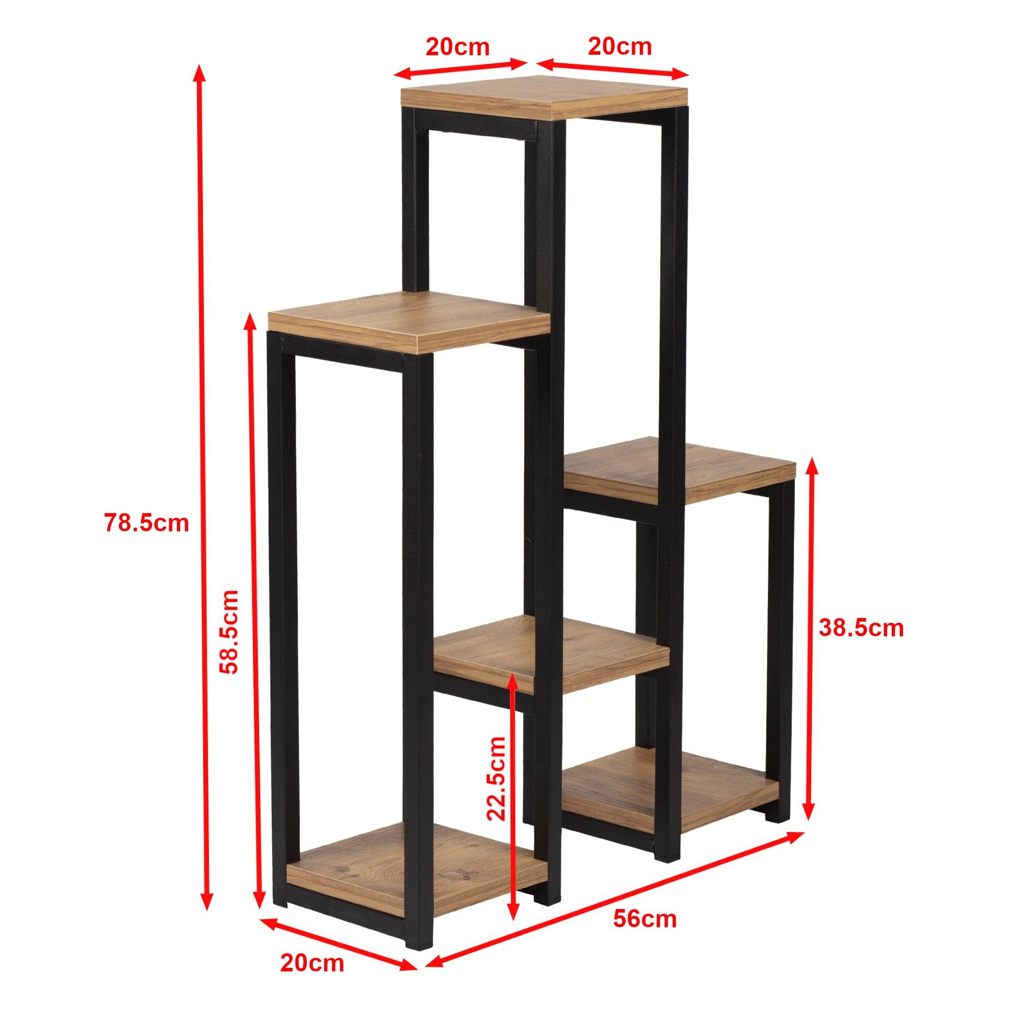 Étagère à plantes 6 plateformes 78,5 x 56 x 20 cm noir effet bois - Image 2