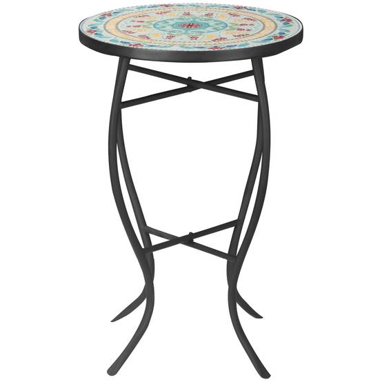 Table d'appoint jardin métal céramique extérieur motif mosaïque 35x53cm turquoise - ComfortXL Outdoor Living - Image 2