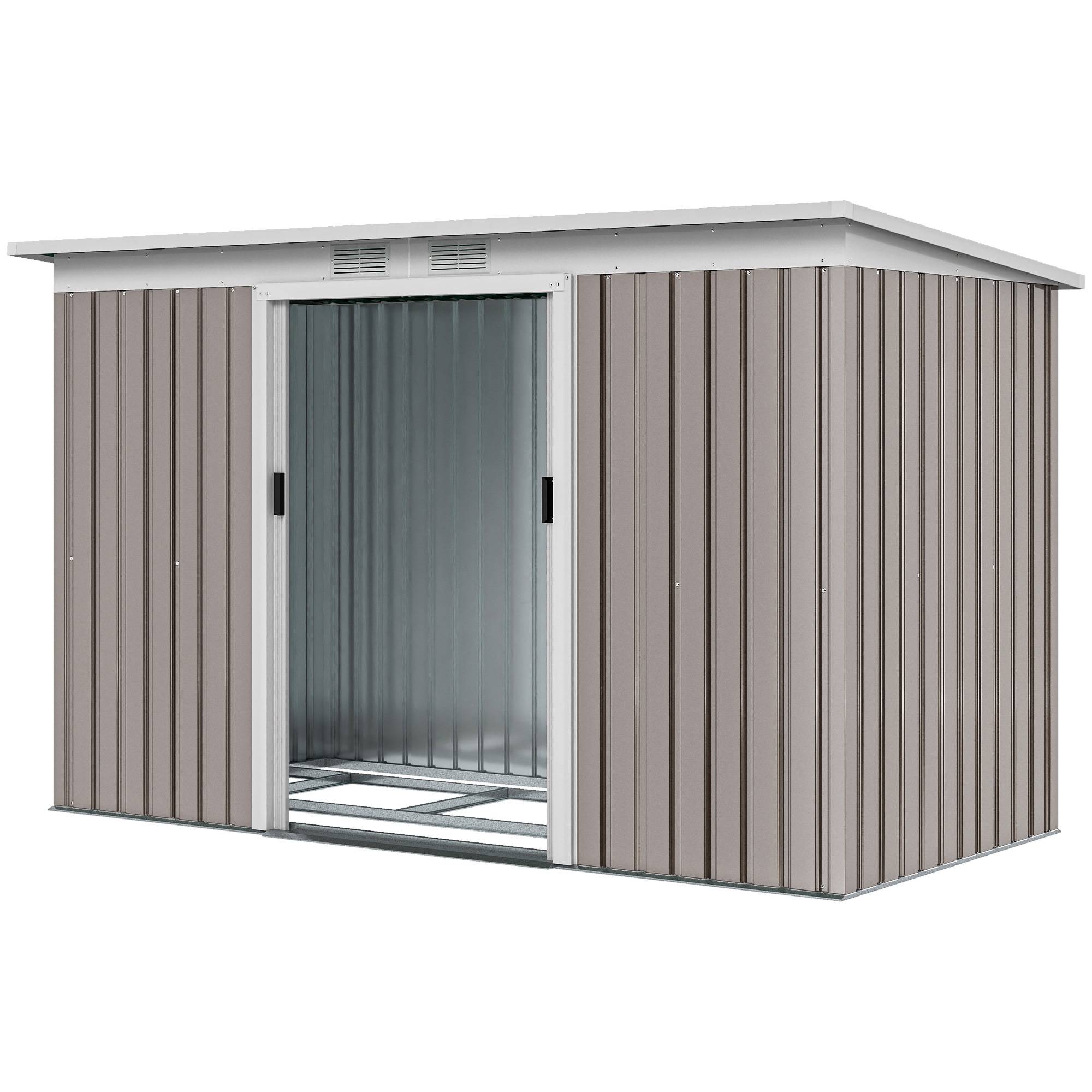 Abri de jardin extérieur 3,2 m² 280 x 130 x 172 cm avec portes coulissantes et ventilation, gris clair - Image 2