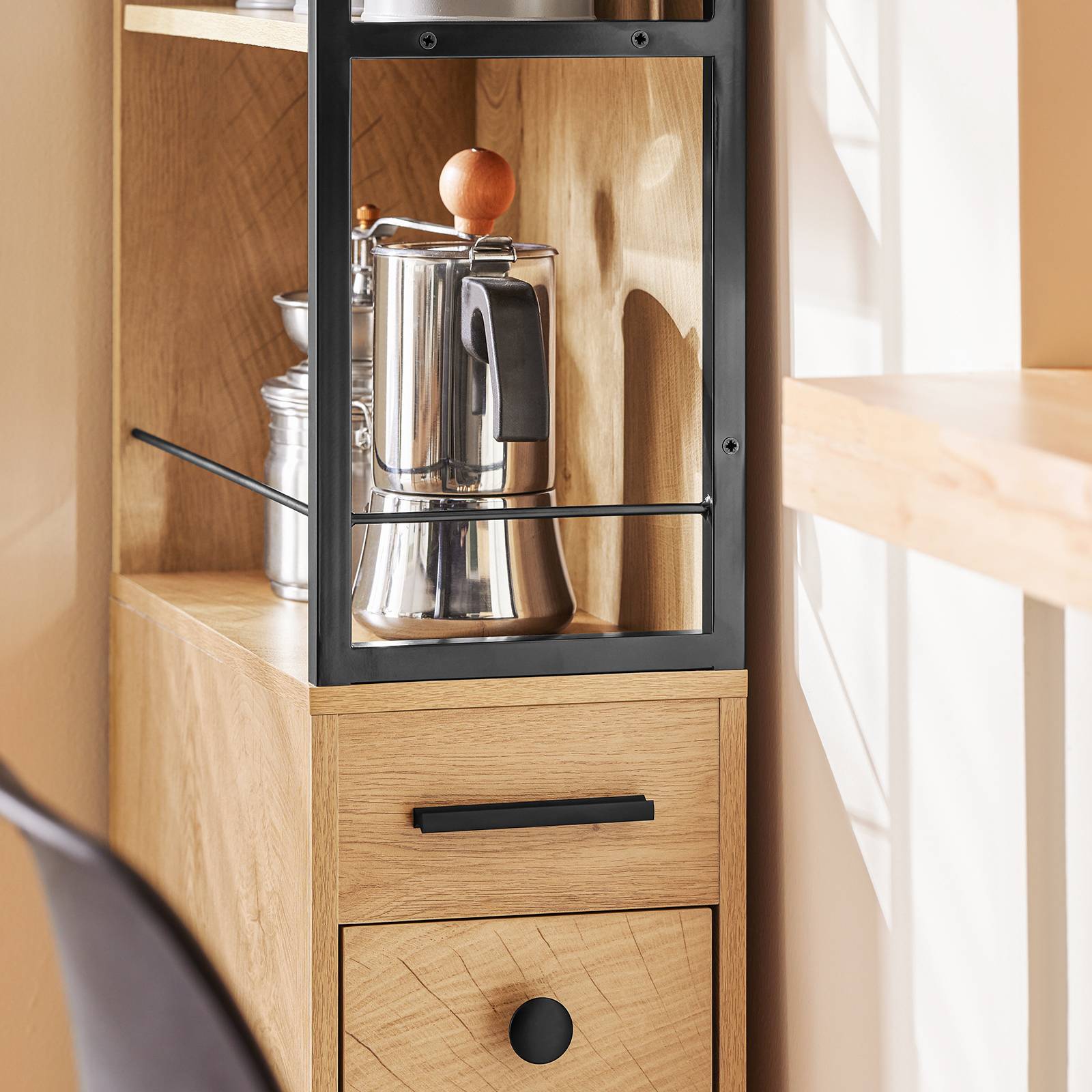 SoBuy Meuble de Rangement Étroit avec Roulettes, Chariot Compact Multi-Usage au Naturel - Image 4