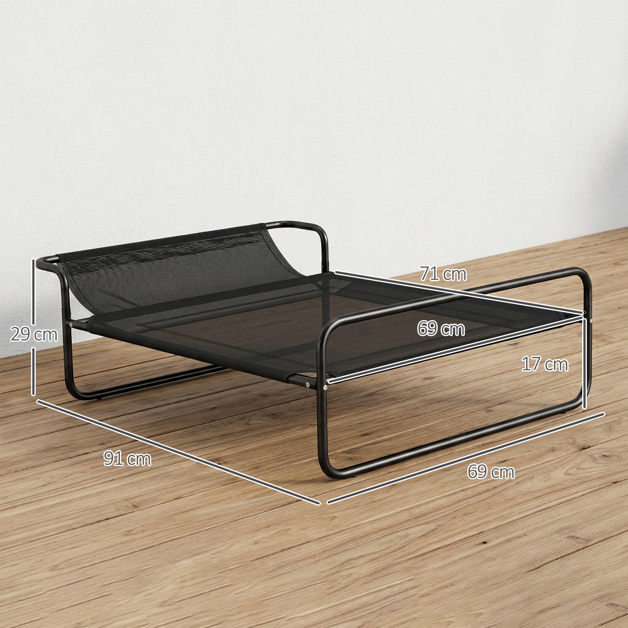 Lit pour chien, surélevé, filet, cadre acier, 29x91x69 cm, noir - Image 5