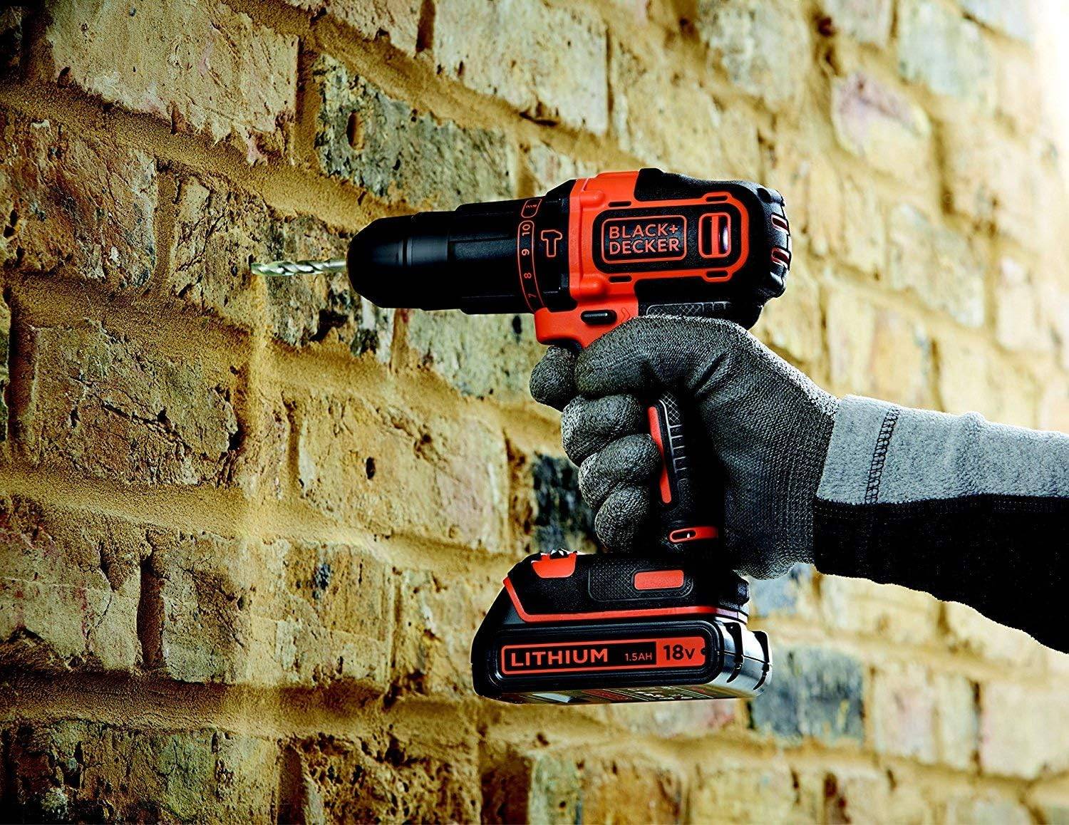 Black & Decker - Perceuse à percussion sans fil, 2 vitesses 18V - BLACK+DECKER - avec 1 batterie 18V 1.5Ah - chargeur - BDCHD18-QW - Imagen 3