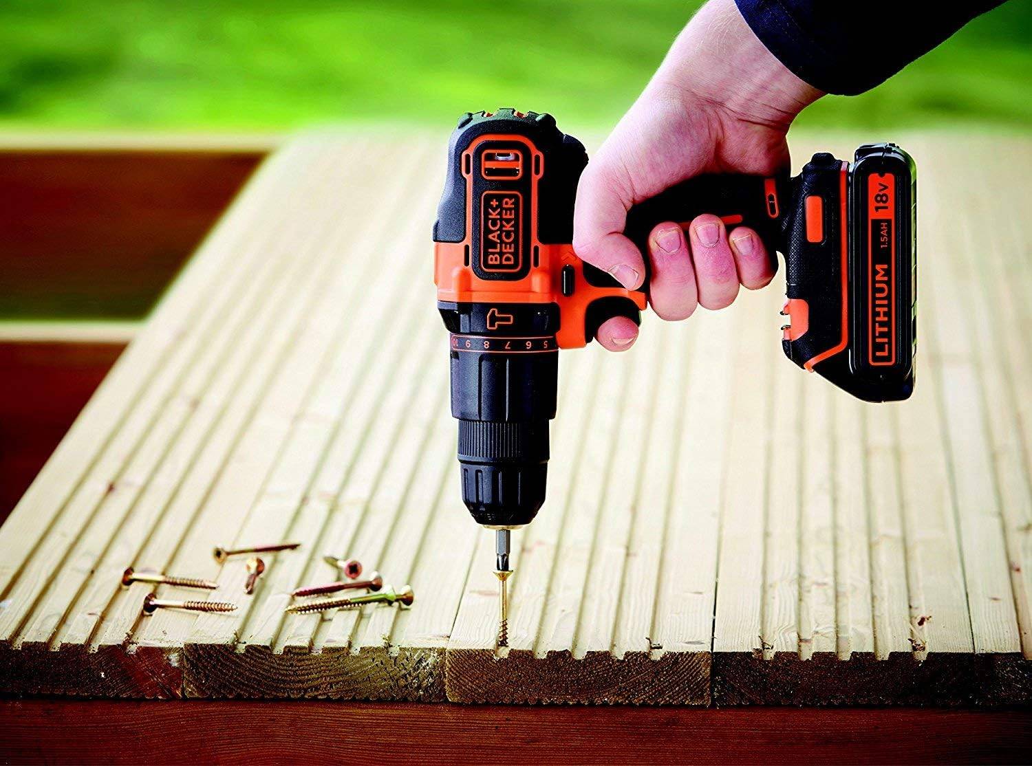 Black & Decker - Perceuse à percussion sans fil, 2 vitesses 18V - BLACK+DECKER - avec 1 batterie 18V 1.5Ah - chargeur - BDCHD18-QW - Imagen 5
