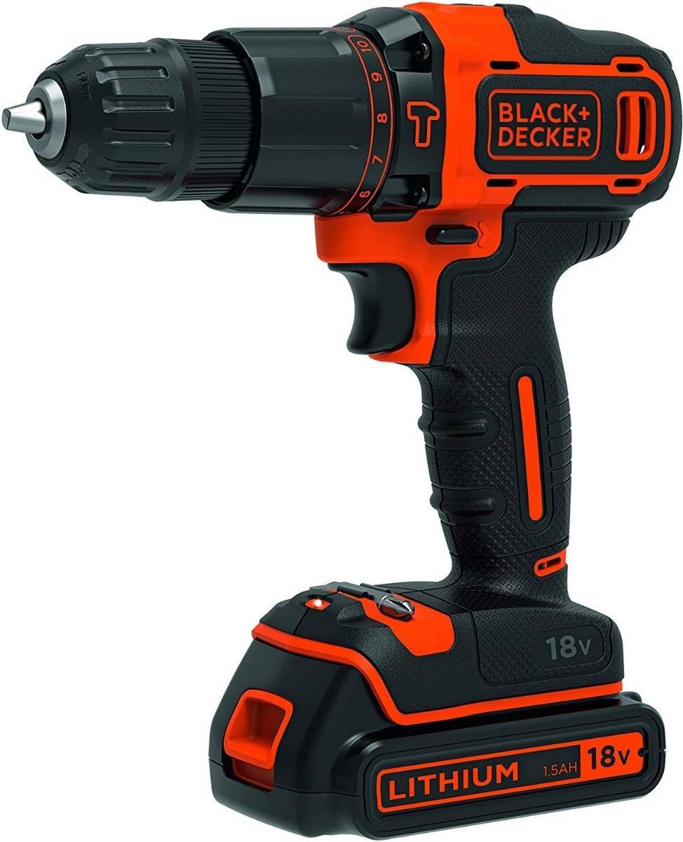 Black & Decker - Perceuse à percussion sans fil, 2 vitesses 18V - BLACK+DECKER - avec 1 batterie 18V 1.5Ah - chargeur - BDCHD18-QW - Imagen 1