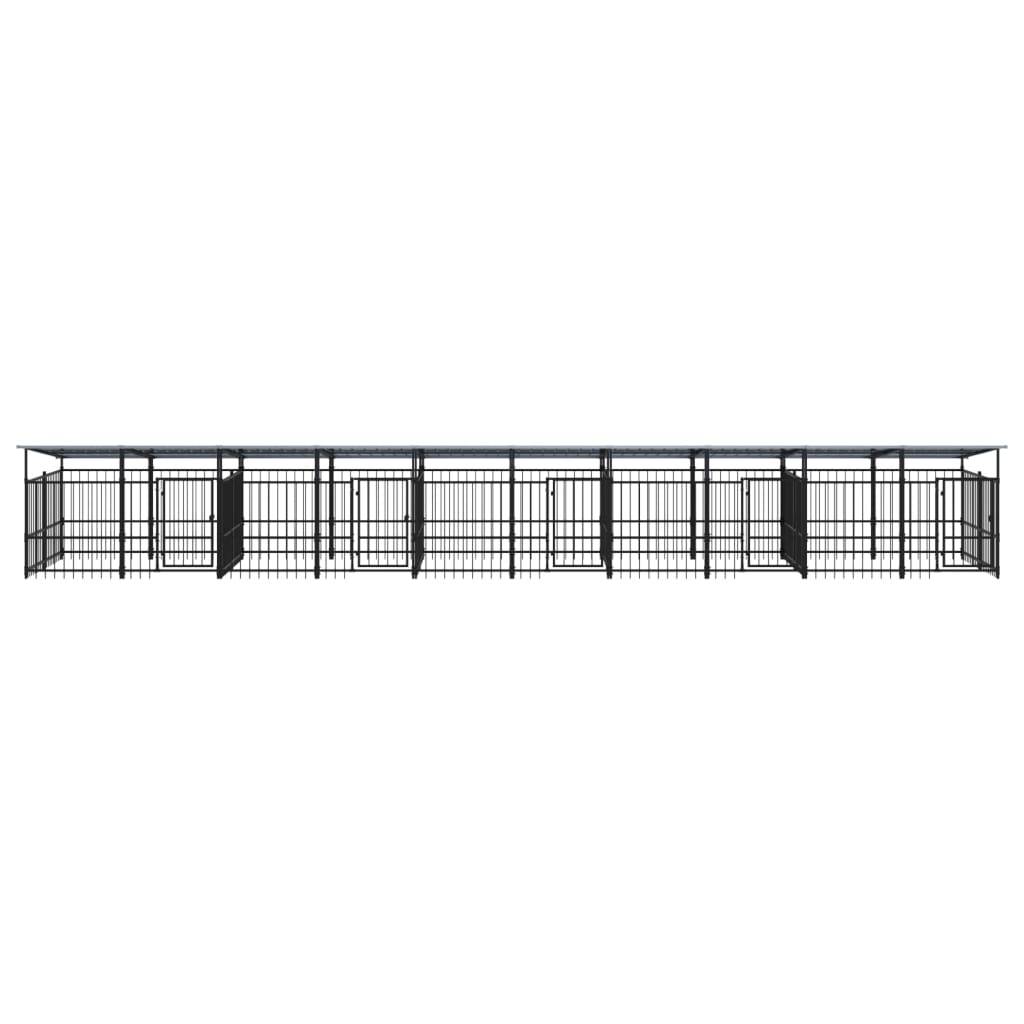 Vidaxl - Chenil d'extérieur avec toit pour chiens Acier 18,77 m² vidaXL 3124671 - Imagen 7