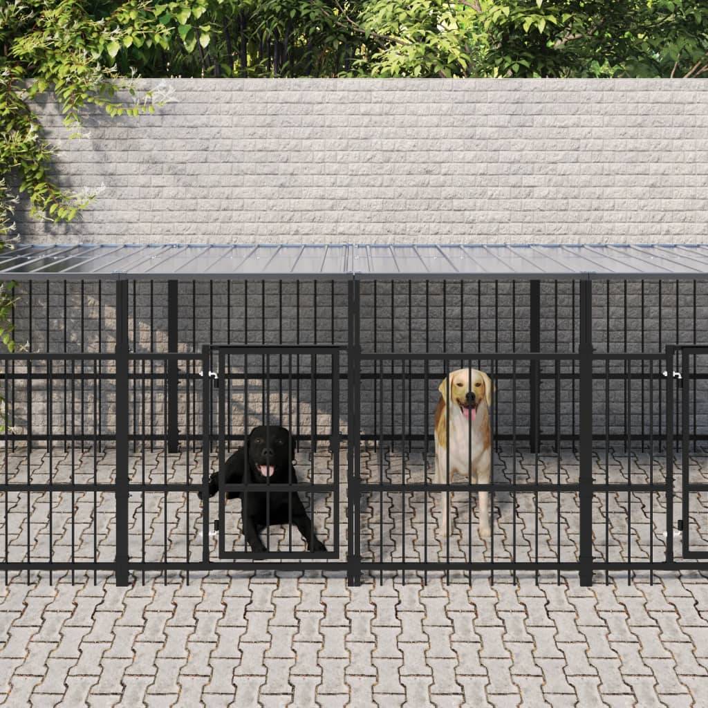 Vidaxl - Chenil d'extérieur avec toit pour chiens Acier 18,77 m² vidaXL 3124671 - Imagen 1