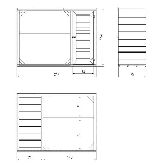Timbela - Abri à bûches extérieur - 1,09+ 0,53 m² / 75x217xH159 cm - Abri à bûches moderne avec rangement latéral pour les outils - Timbela M981-TUNDRA CAVERN - Image 5