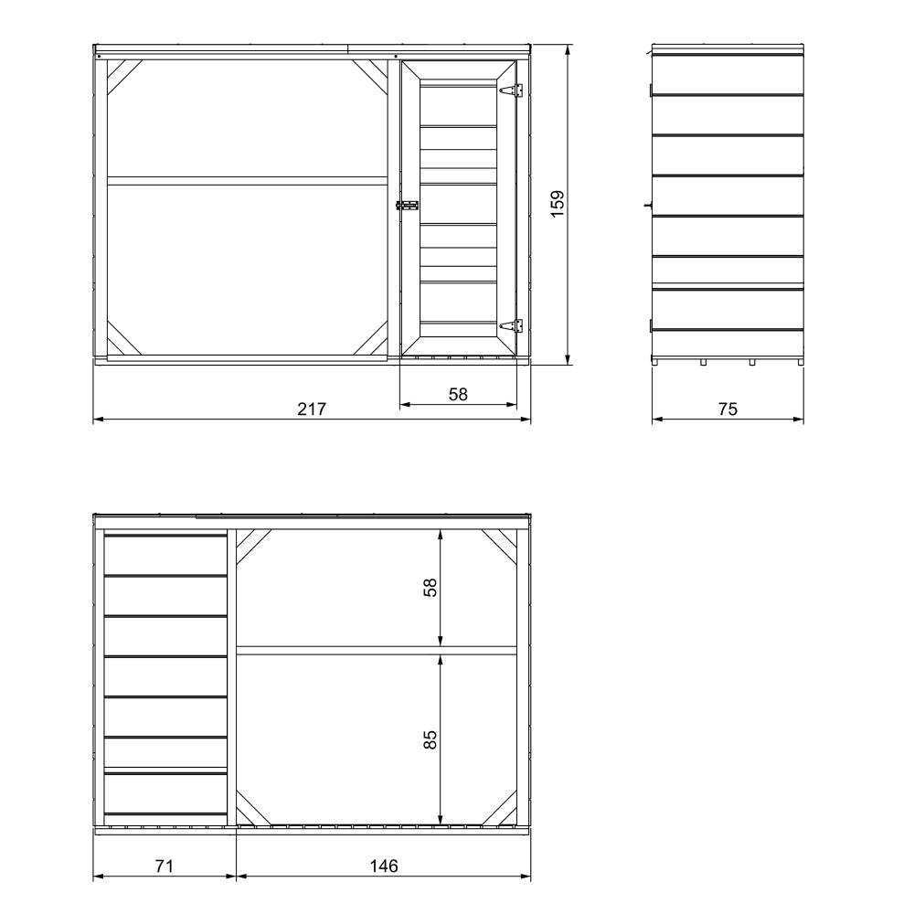 Timbela - Abri à bûches extérieur - 1,09+ 0,53 m² / 75x217xH159 cm - Abri à bûches moderne avec rangement latéral pour les outils - Timbela M981-TUNDRA CAVERN - Image 5