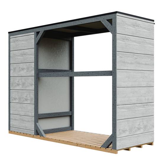 Timbela - Abri à bûches extérieur - 1,09+ 0,53 m² / 75x217xH159 cm - Abri à bûches moderne avec rangement latéral pour les outils - Timbela M981-TUNDRA CAVERN - Image 3