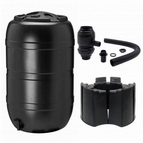 Récupérateur d'eau 210L noir - Kit complet avec pied et connecteur - Imagen 2