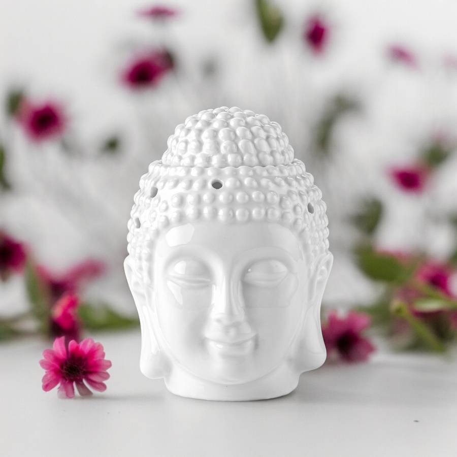 Brûle-Parfum Céramy Bouddha Dhyana Blanc - Objet artisanal Zen -Aromathérapie facile - Déco FengShui - Tête Bouddha - 40 ml - Image 7