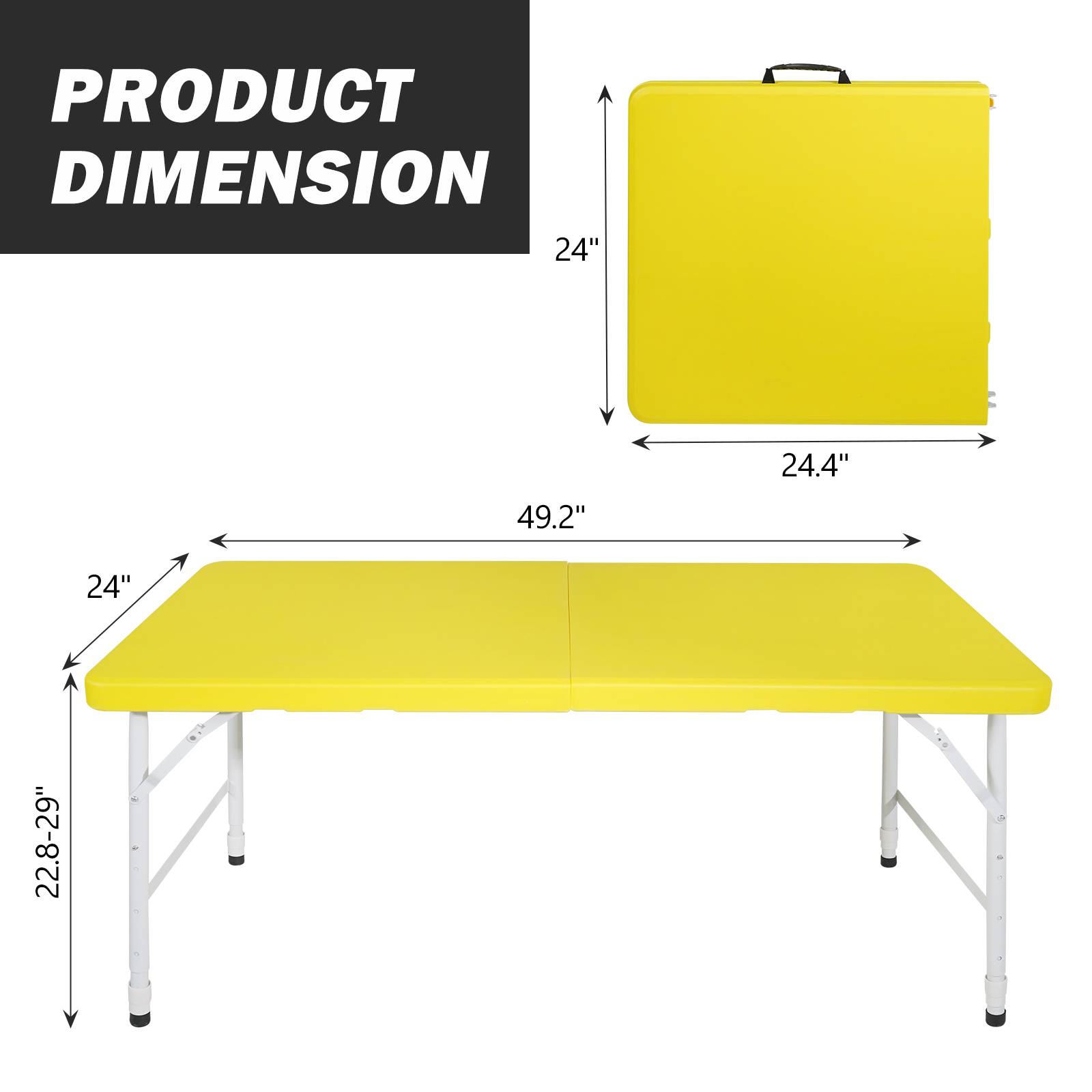 Table pliante plastique et métal jaune 125 x 61 x 74 cm - PANGIVO - Image 4