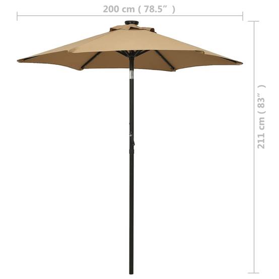 Parasol de jardin aluminium taupe et gris 200 x 211 cm - PANGIVO - Image 8