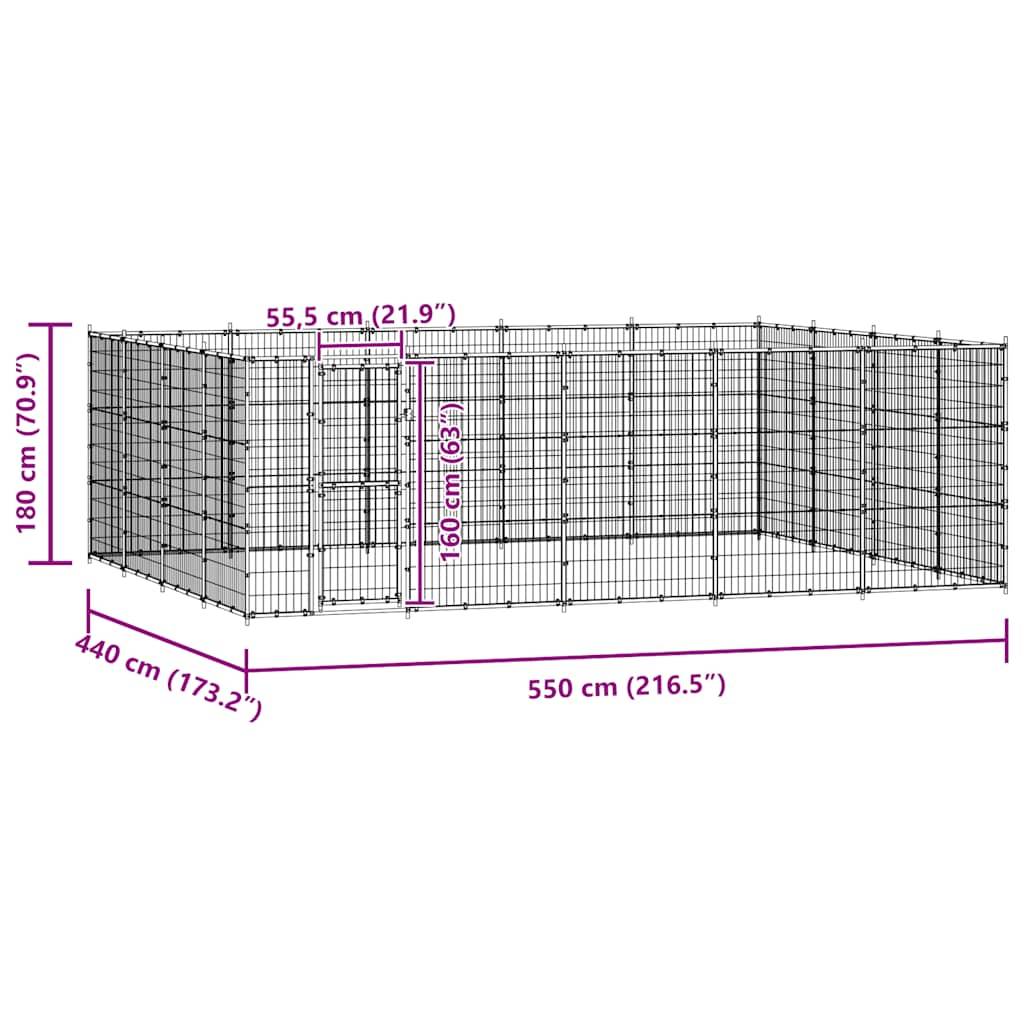 Vidaxl - Chenil d'extérieur pour chiens Acier 24,2 m² vidaXL 3082314 - Imagen 3