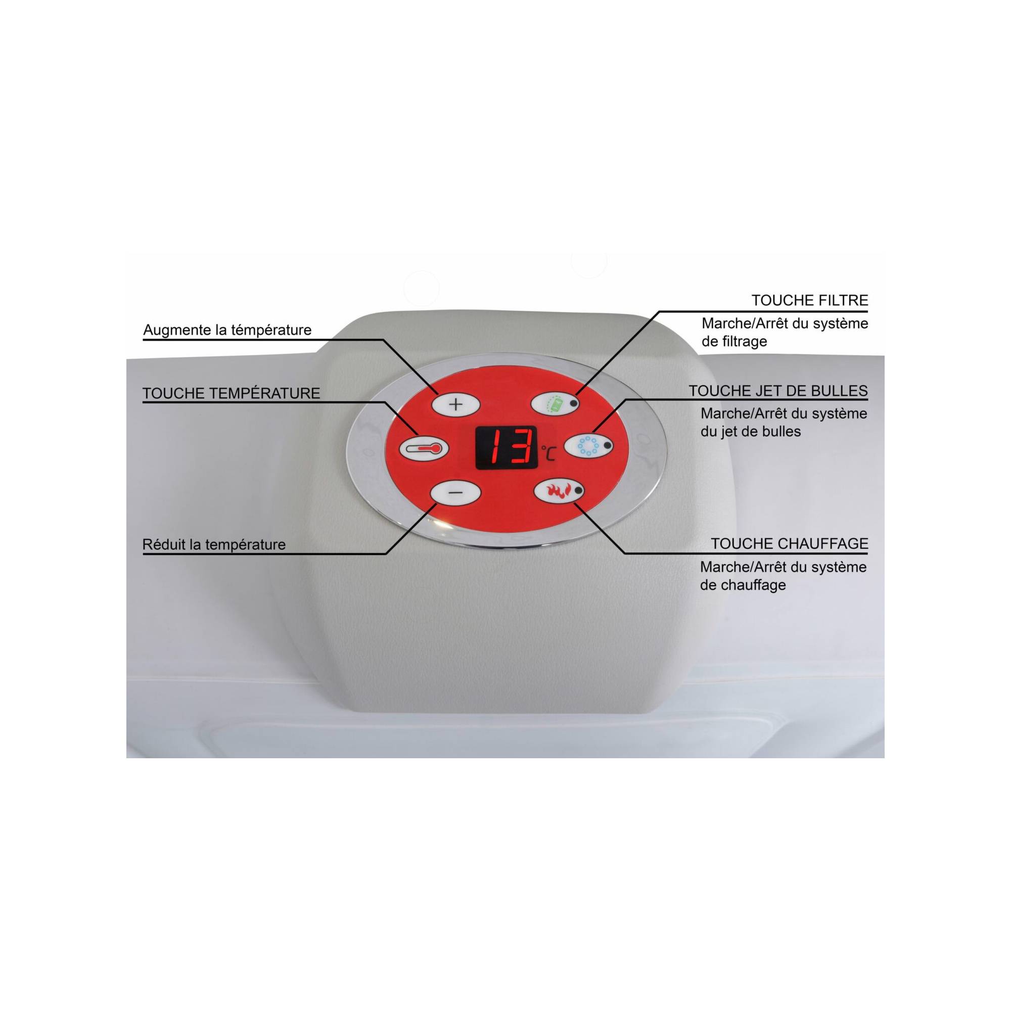Spa gonflable 4 places carré - Sunspa - Bandeau LED inclus - Dimensions : 155 x 155 cm - Imagen 6
