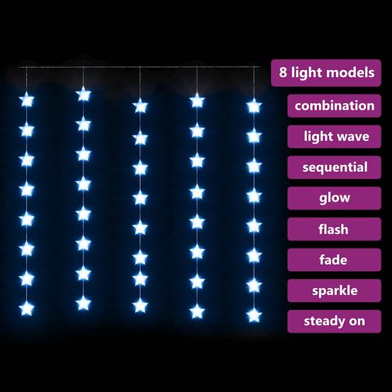Rideau Lumineux Étoiles LED 200 LED Décoration Fêtes Noël Bleu – ComfortXL Outdoor Living - Image 3