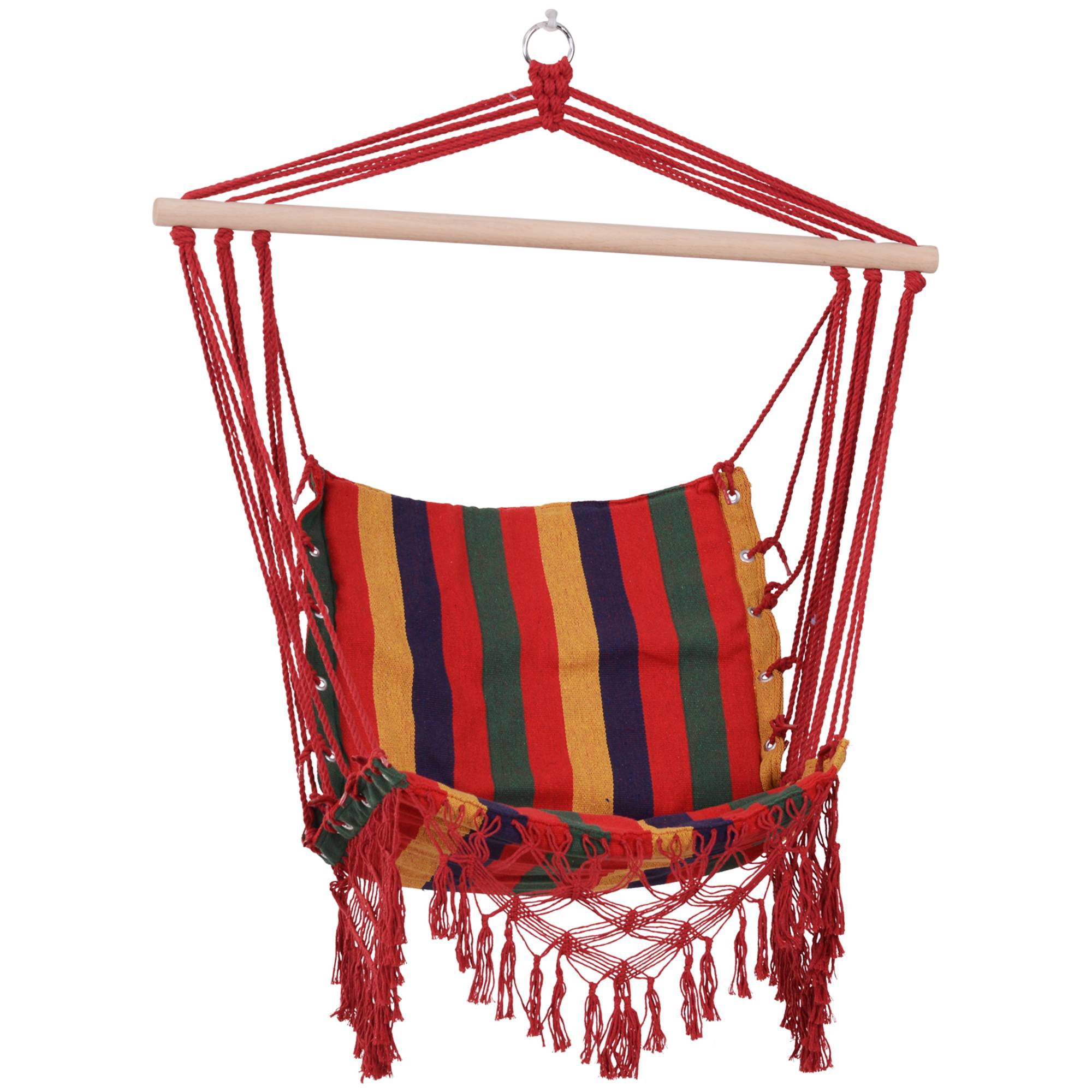 Fauteuil suspendu hamac, tissu coton-polyester, capacité de charge 100 kg, utilisation intérieure/extérieure, terrasse, 100 x 60 x 100 cm, multicolore
