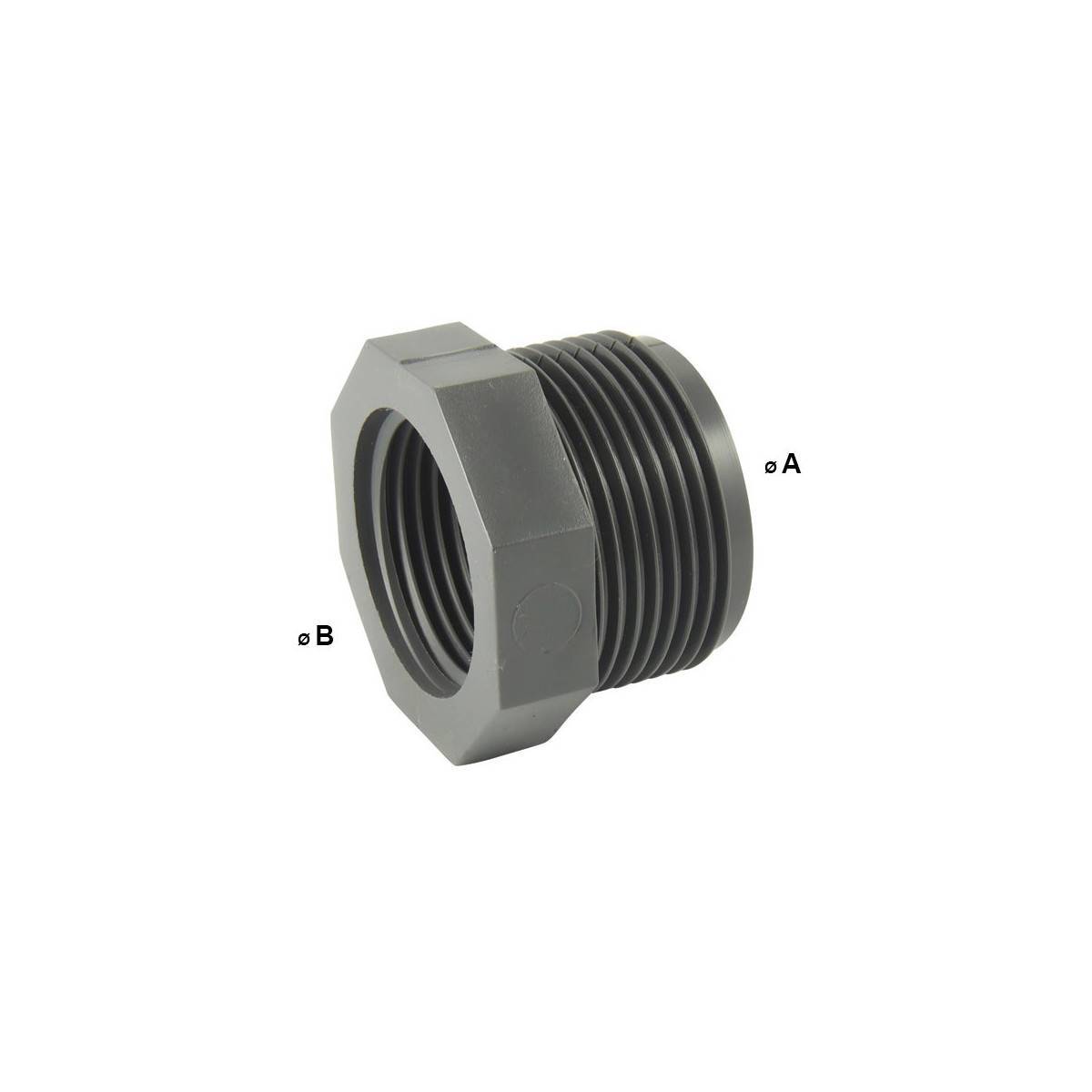 Codital - Réduction simple Mâle-Femelle PVC-U PN16 : L'adaptateur fileté compact - Ø A: 3'' | Ø B: 2''1/2 - Imagen 2