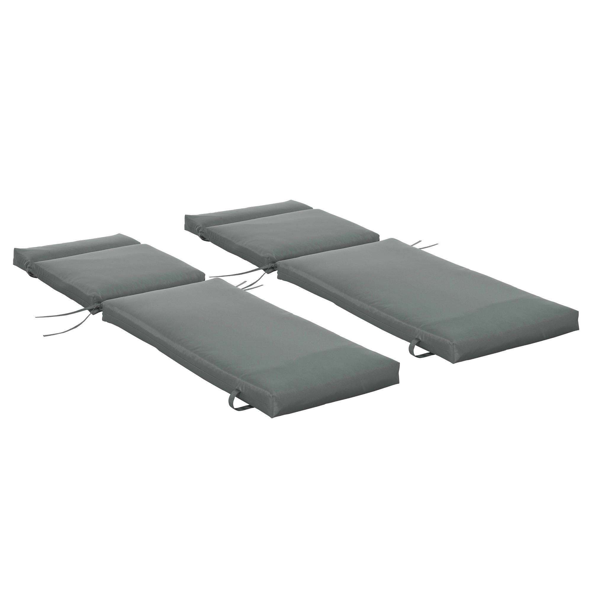 ComfortXL - Lot de 2 coussins bain de soleil polyester mousse 196 x 55 x 8 cm gris foncé pour transat jardin avec attaches - Image 10