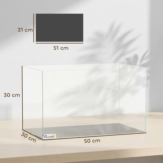 Sans Marque - Aquarium 43L en Verre Trempé avec Tapis de Protection Pour Poissons, Crevettes, Tortues, 50 x 30 x 30 cm, Transparent - Image 5