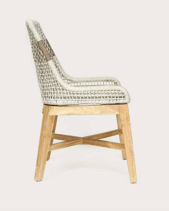 Kos - Lot de 2 Chaise Kos dossier haut en teck massif et corde naturelle beige - UNIQKA - Imagen 4