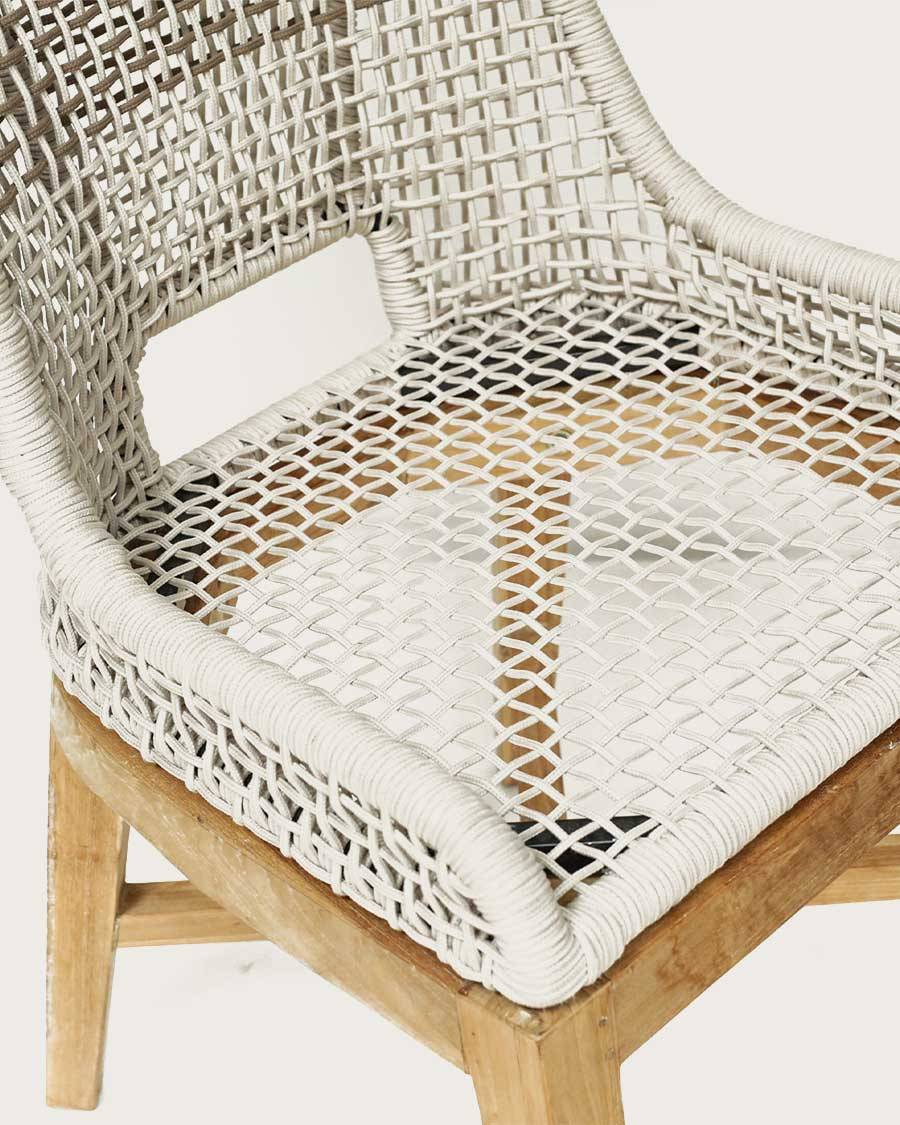 Kos - Lot de 2 Chaise Kos dossier haut en teck massif et corde naturelle beige - UNIQKA - Imagen 6