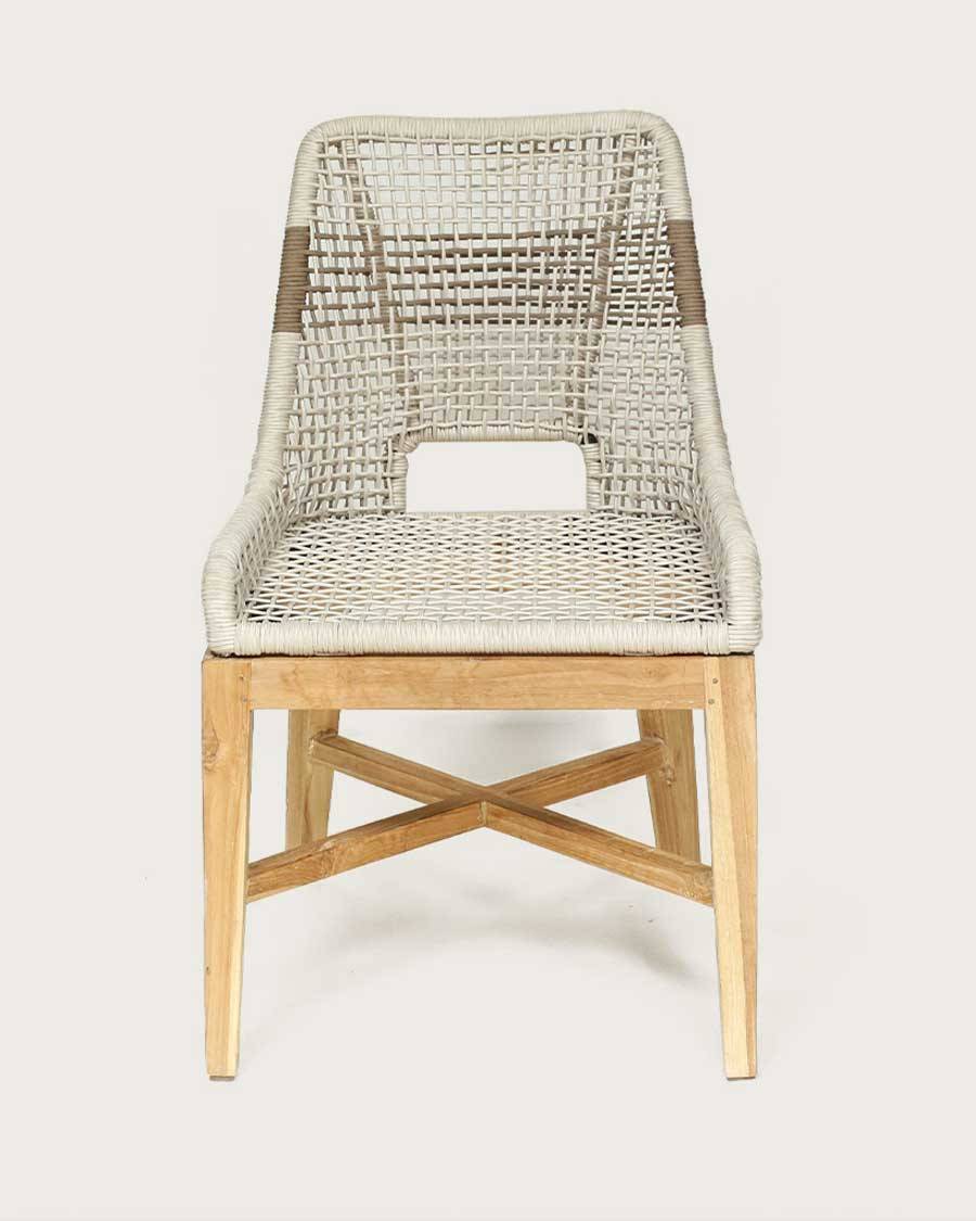 Kos - Lot de 2 Chaise Kos dossier haut en teck massif et corde naturelle beige - UNIQKA - Imagen 5