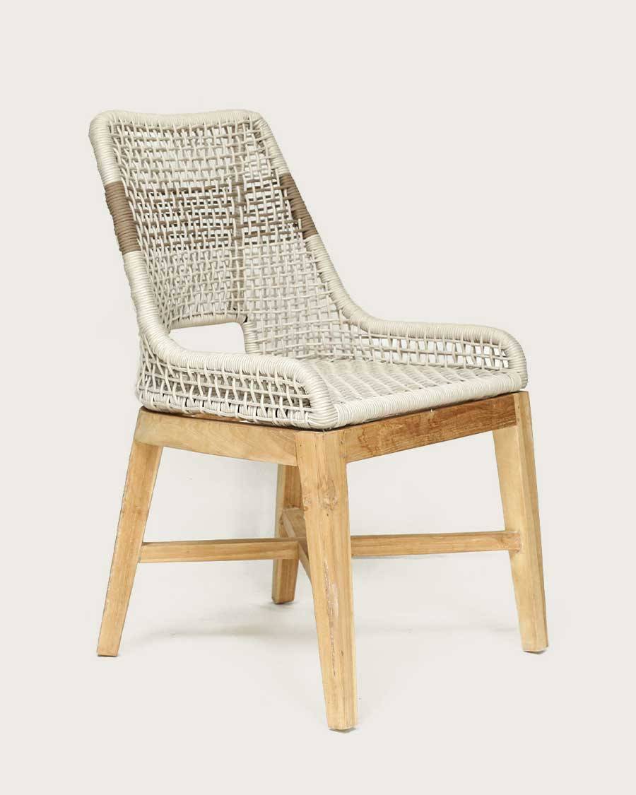 Kos - Lot de 2 Chaise Kos dossier haut en teck massif et corde naturelle beige - UNIQKA - Imagen 2
