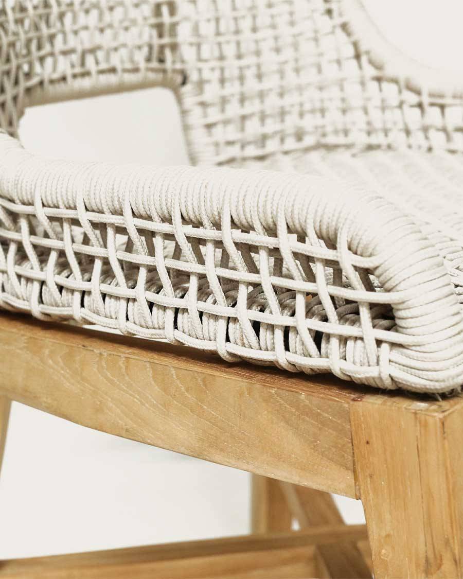 Kos - Lot de 2 Chaise Kos dossier haut en teck massif et corde naturelle beige - UNIQKA - Imagen 8