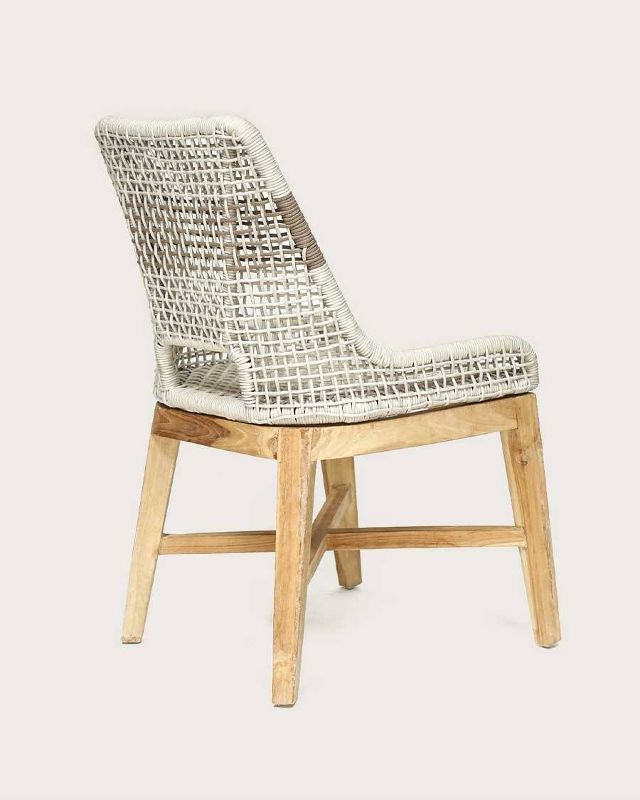 Kos - Lot de 2 Chaise Kos dossier haut en teck massif et corde naturelle beige - UNIQKA - Imagen 3
