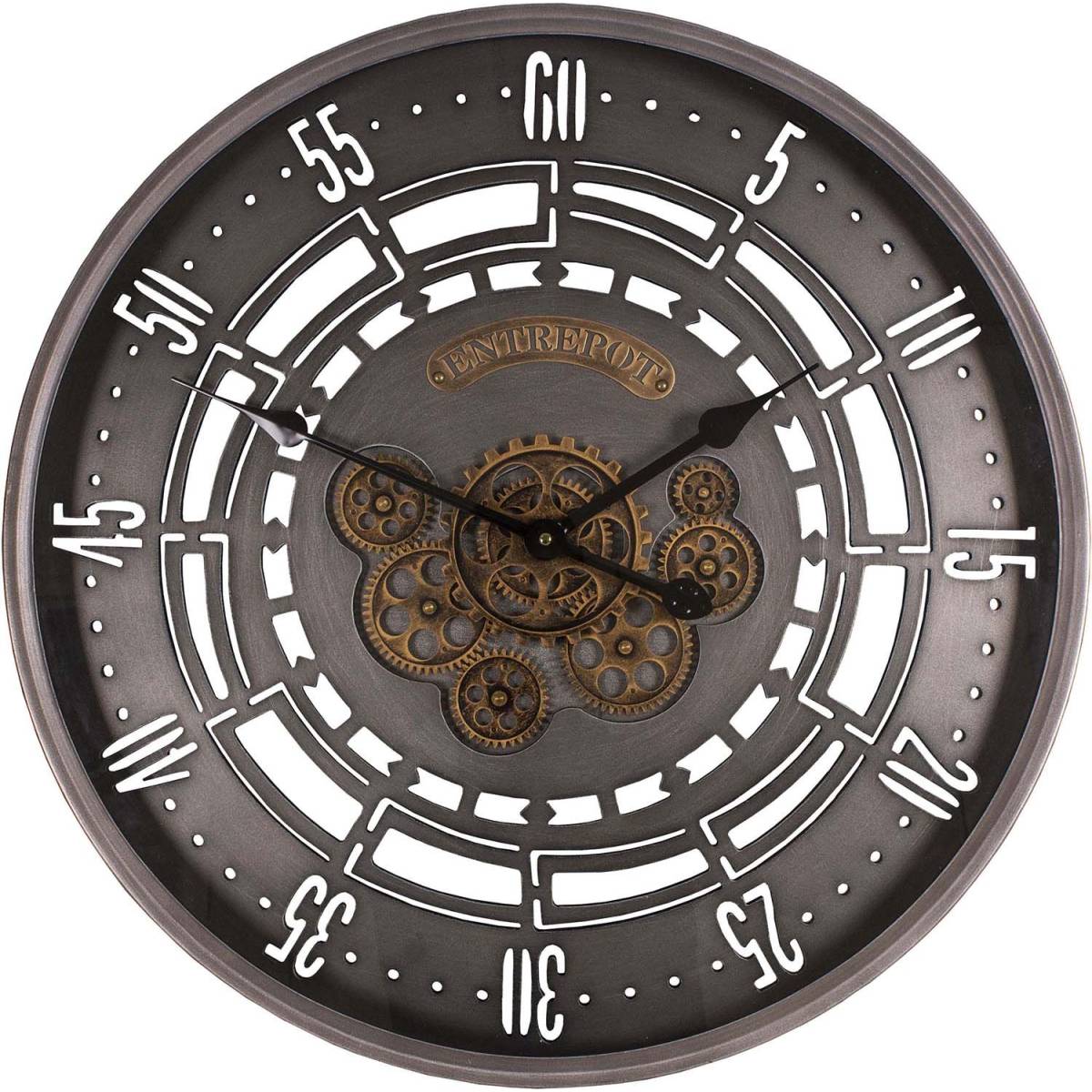 Antic Line Creations - Pendule ronde industrielle en fer Entrepot 60cm - Imagen 1