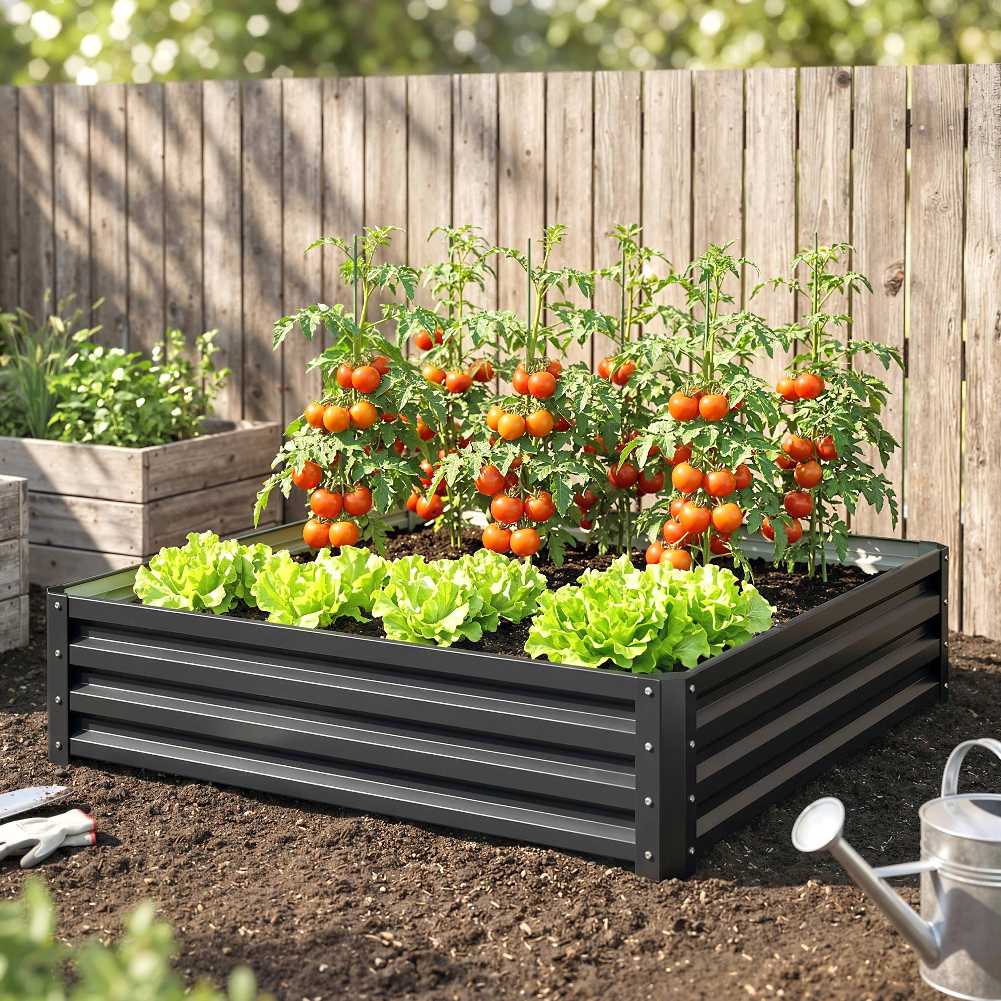 PANGIVO - Carré potager acier galvanisé gris 120 x 120 x 30 cm - PANGIVO - Image 9