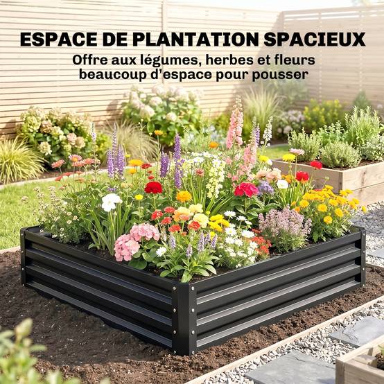 PANGIVO - Carré potager acier galvanisé gris 120 x 120 x 30 cm - PANGIVO - Image 6