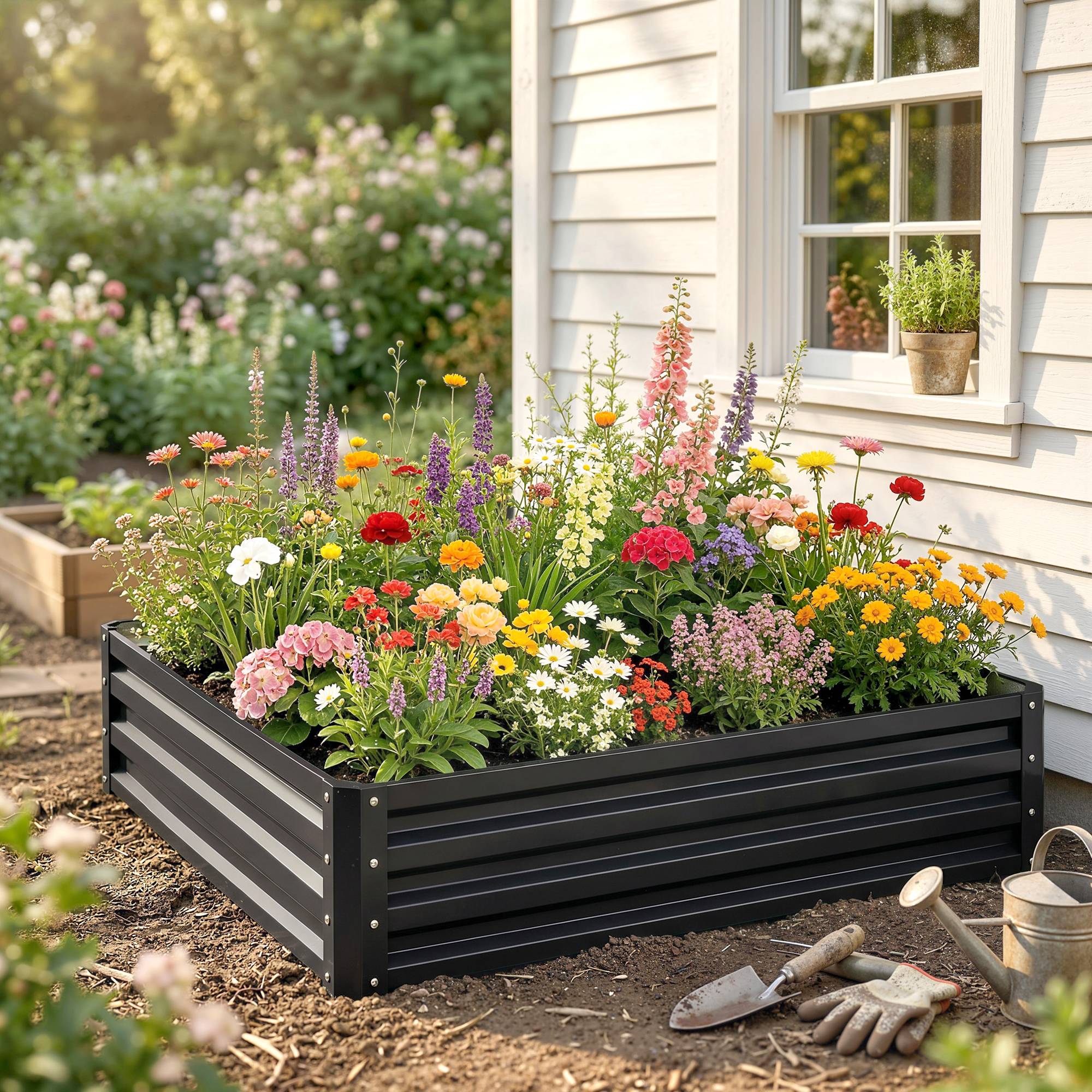 PANGIVO - Carré potager acier galvanisé gris 120 x 120 x 30 cm - PANGIVO - Image 10