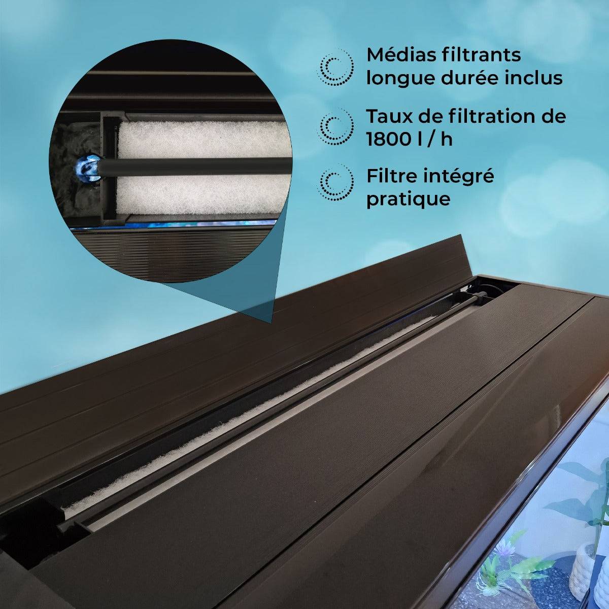Monstershop - Aquarium 300 L avec meuble noir – Verre incurvé 11 mm – Éclairage LED – Monstershop - Imagen 3