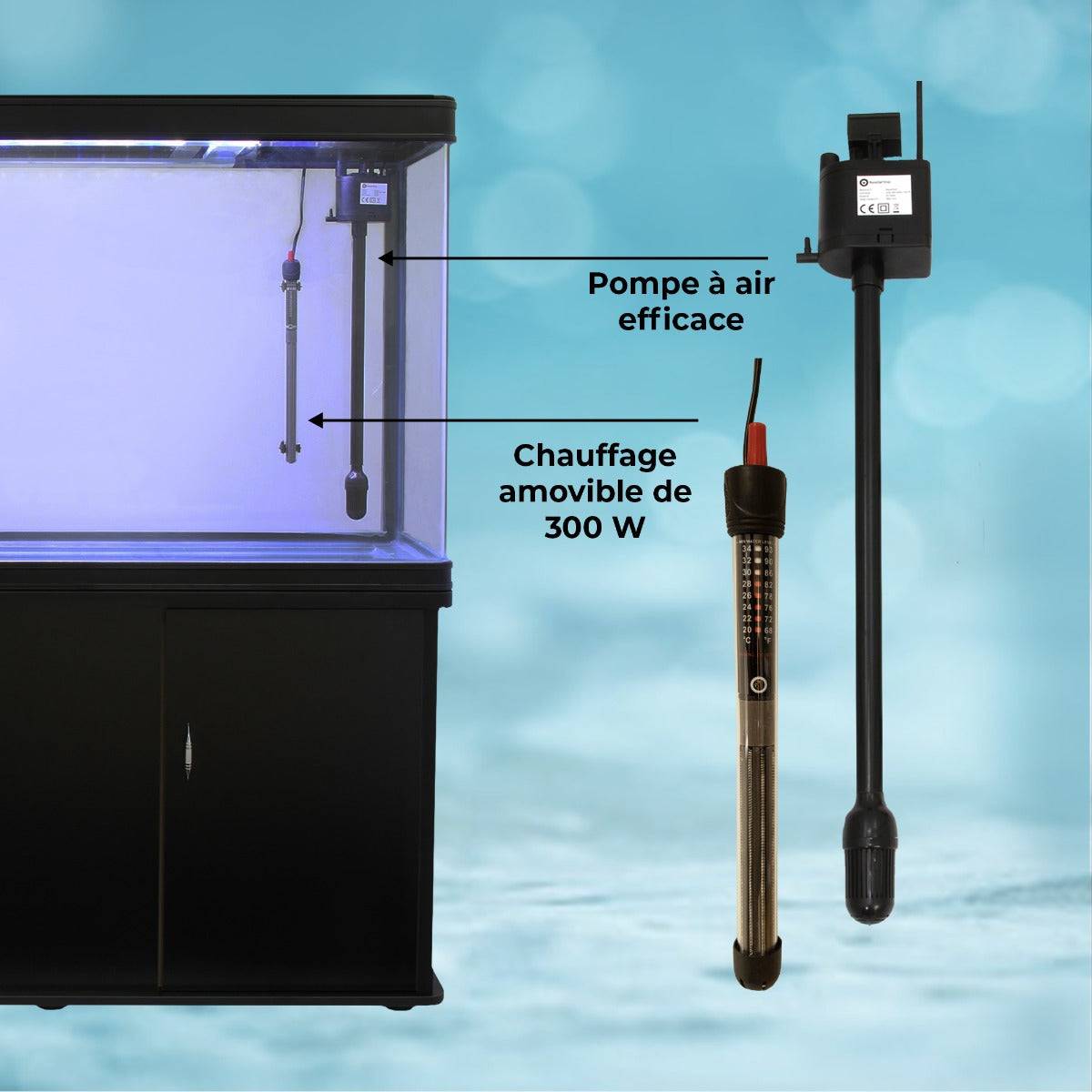 Monstershop - Aquarium 300 L avec meuble noir – Verre incurvé 11 mm – Éclairage LED – Monstershop - Imagen 4