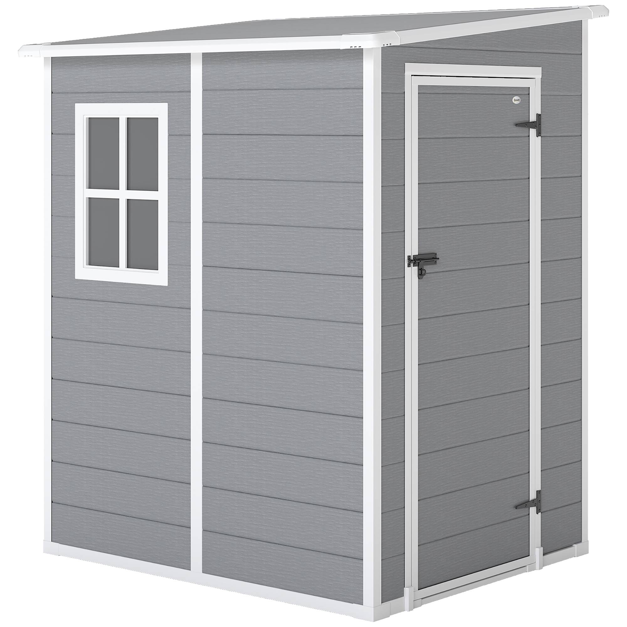 Abri de jardin 1,54 m² pour outils porte verrouillable, aération et fenêtre dim. 122L x 149l x 192/177H cm, gris - Image 2