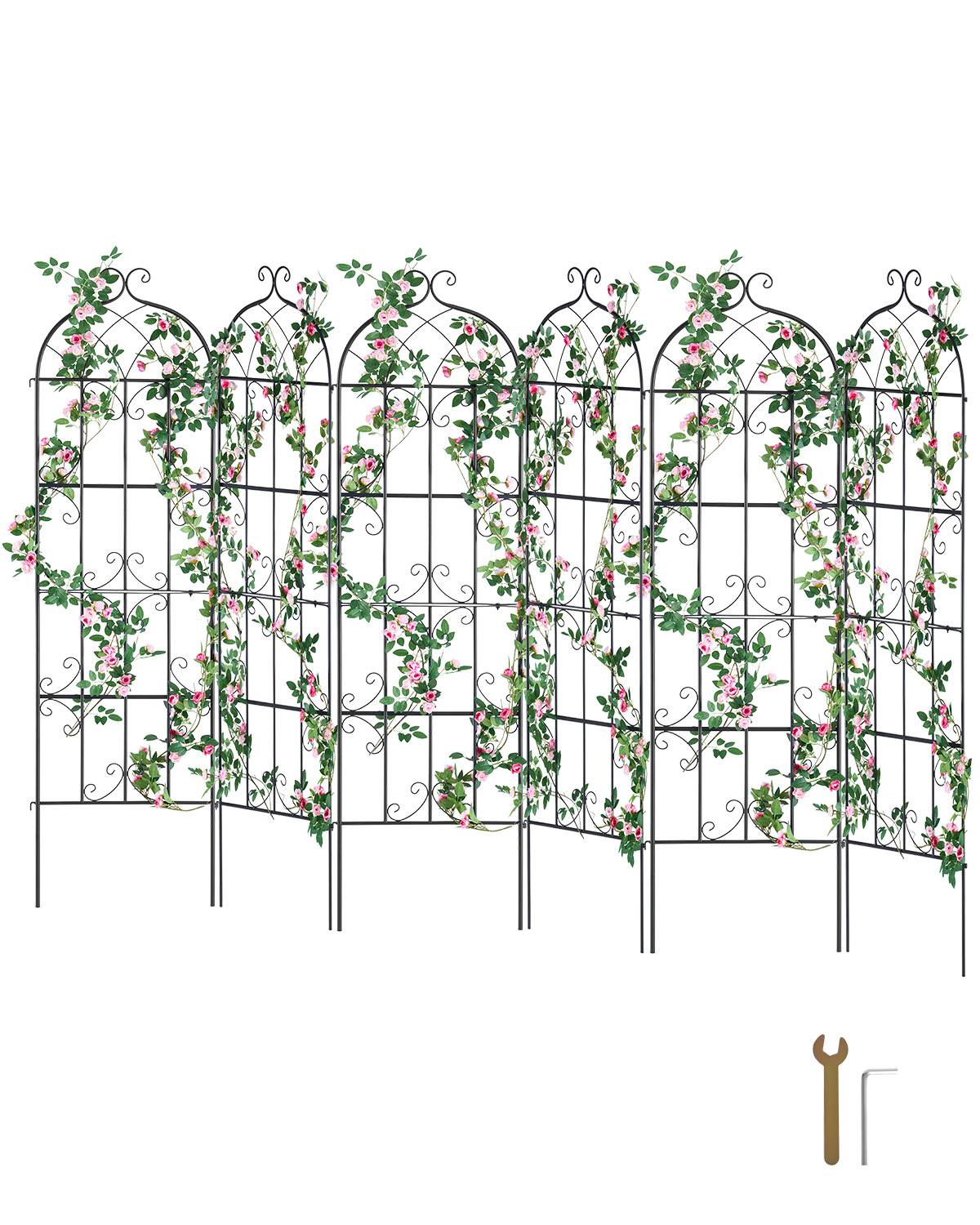 VEVOR Treillis jardin plantes grimpantes, 51x180 cm, métal antirouille. 6 pièces, pour rosiers, concombres. - Image 1