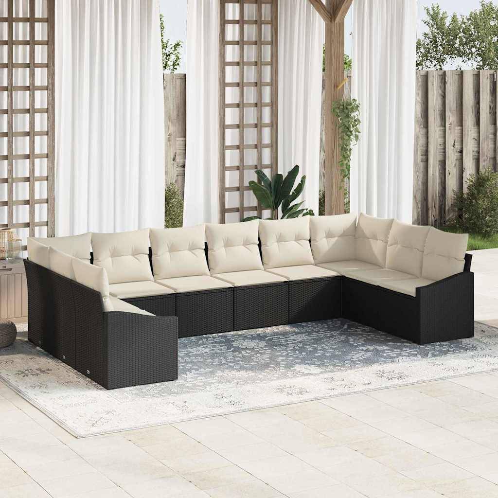 ComfortXL - Salon de Jardin Dînatoire 10 Pièces Polyrotin avec Table Hauteur Réglable et Rangement Noir – ComfortXL Outdoor Living - Image 1